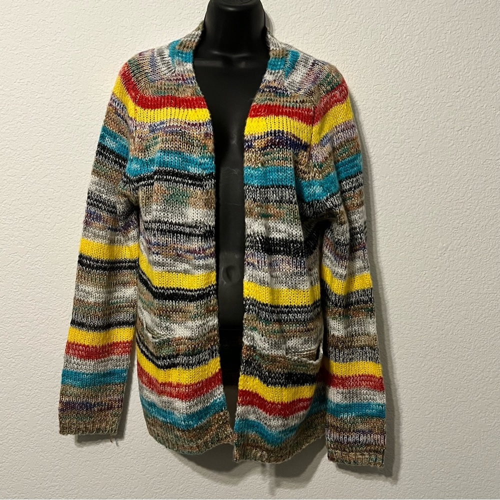Misslook Womens Multicolored Stripe Open Sweater Sz M